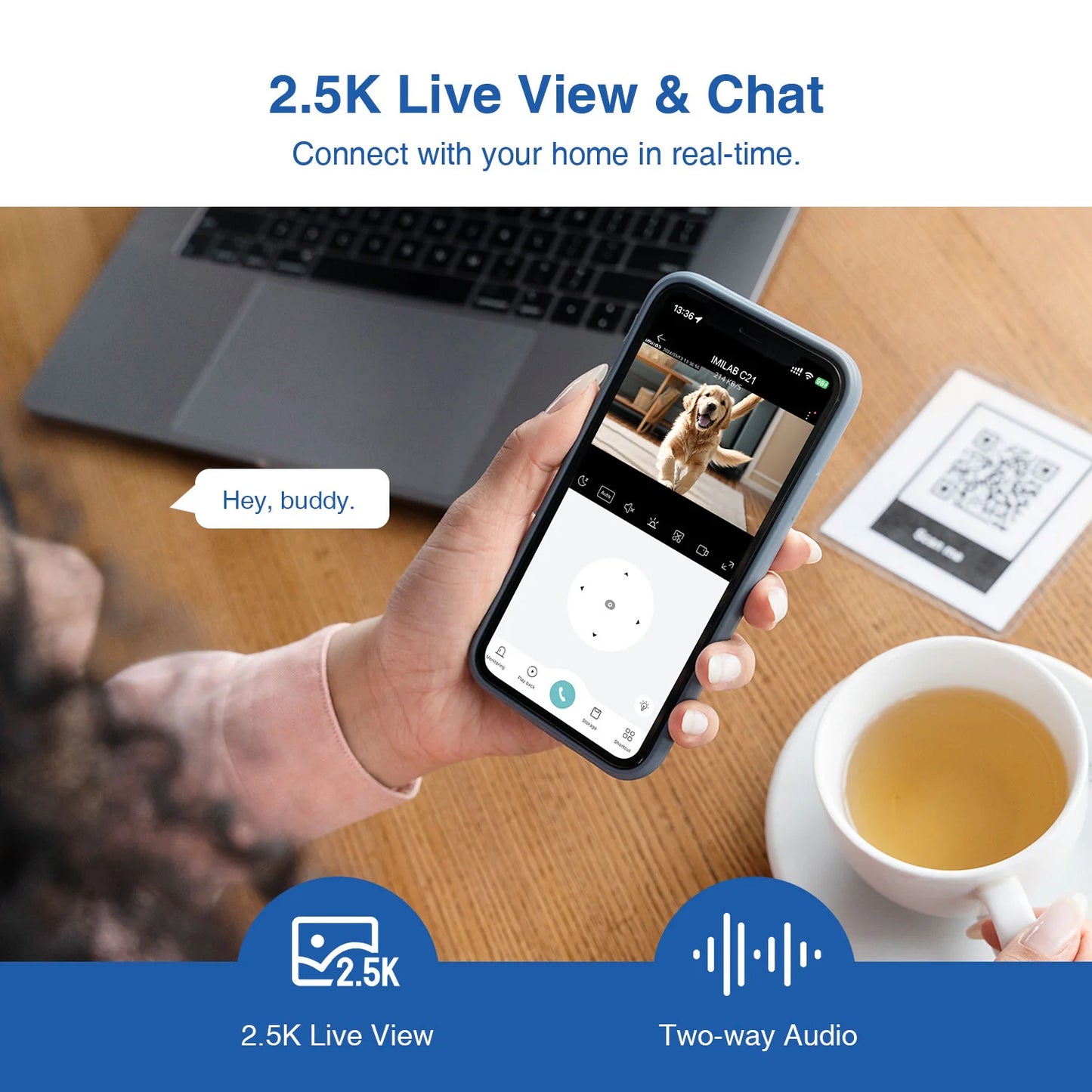 iMILAB C21 MI belső térfigyelő kamera, Wi-Fi, 2.5K