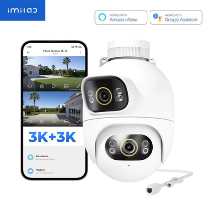 iMILAB EC6 Dual Biztonsági Kamera, Wi-Fi, 3K, IP66, Kültéri CMSXJ68A