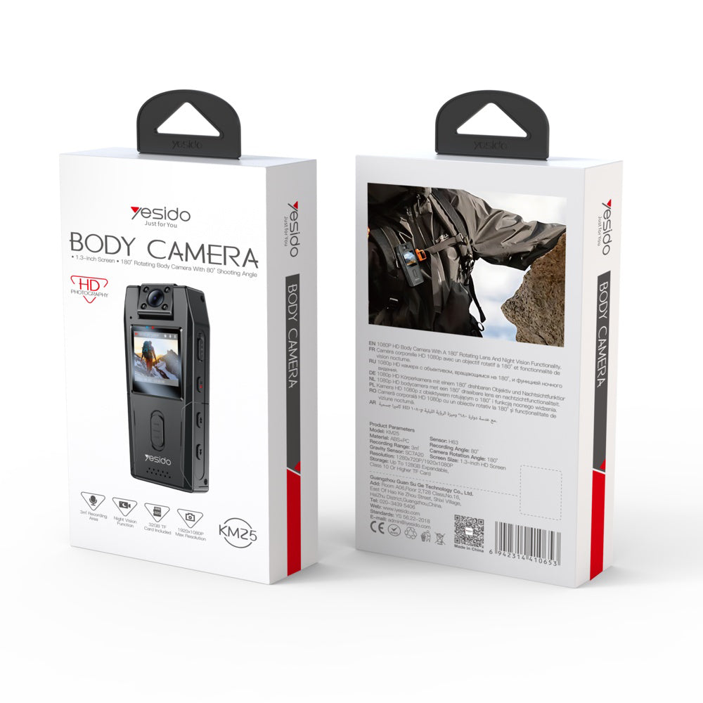 Yesido KM25 sportkamera, 1080P, 1.3 inch kijelző, Fekete