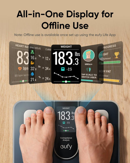Digitális mérleg Eufy Smart Scale C20, Fekete T9130011