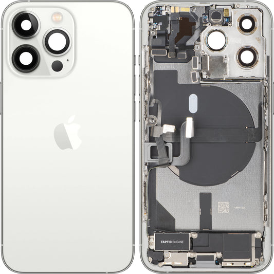 Apple iPhone 13 Pro akkumulátor fedél, középházzal, teljes alkatrészekkel, ezüst, Swap