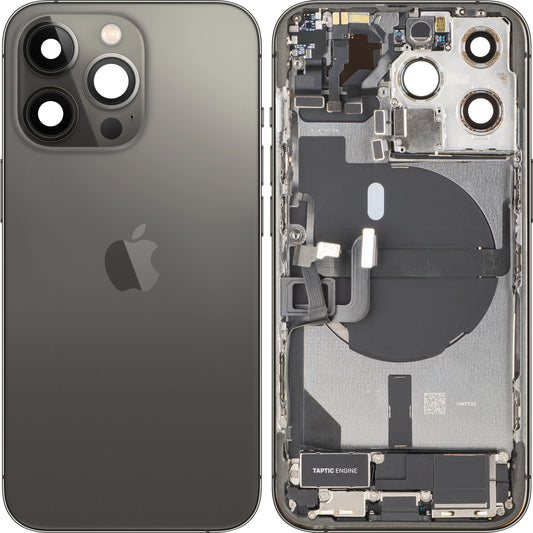 Apple iPhone 13 Pro akkumulátor fedél, középházzal, teljes alkatrészekkel, fekete (Graphite), csere