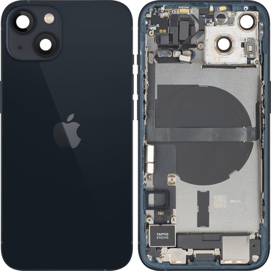 Apple iPhone 13 akkufedél, középső házzal, teljes alkatrészek, fekete (Midnight), csere