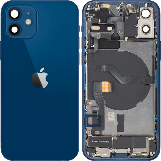 Apple iPhone 12 akkumulátor fedél, középházzal, teljes alkatrészekkel, kék, csere