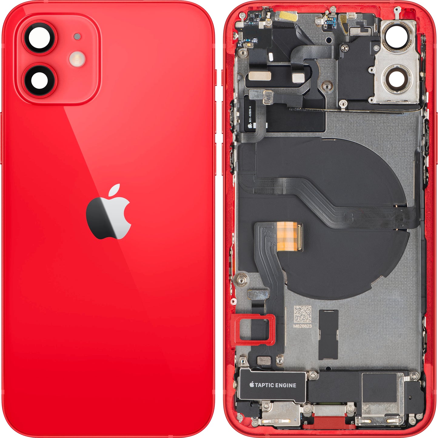 Apple iPhone 12 akkumulátor fedél, középházzal, teljes alkatrészekkel, piros, Swap