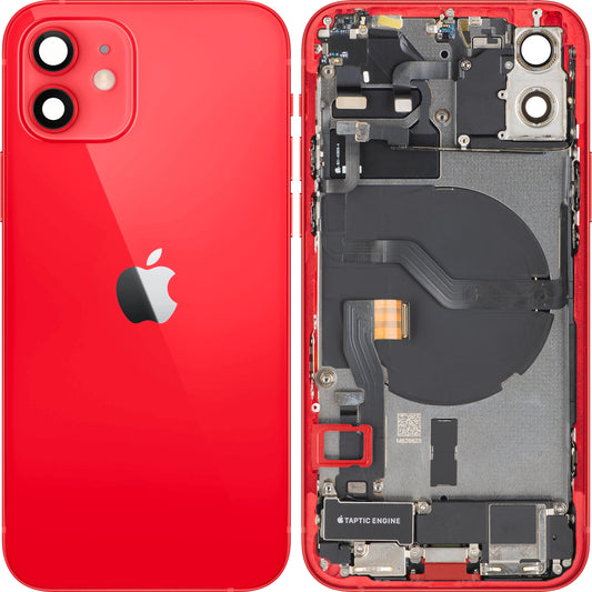 Apple iPhone 12 akkumulátor fedél, középházzal, teljes alkatrészekkel, piros, Swap