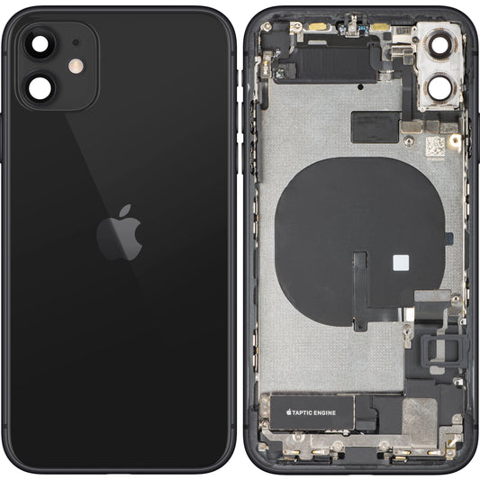 Apple iPhone 11 akkumulátor fedél, középházzal, teljes alkatrészekkel, fekete, Swap