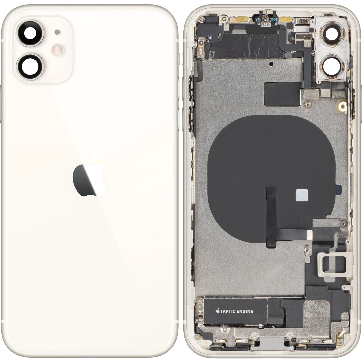 Apple iPhone 11 akkumulátor fedél, középházzal, teljes alkatrészekkel, fehér, csere