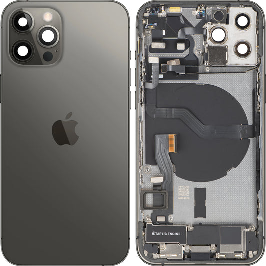 Apple iPhone 12 Pro akkumulátor fedél, középházzal, teljes alkatrészekkel, szürke (Graphite), Swap