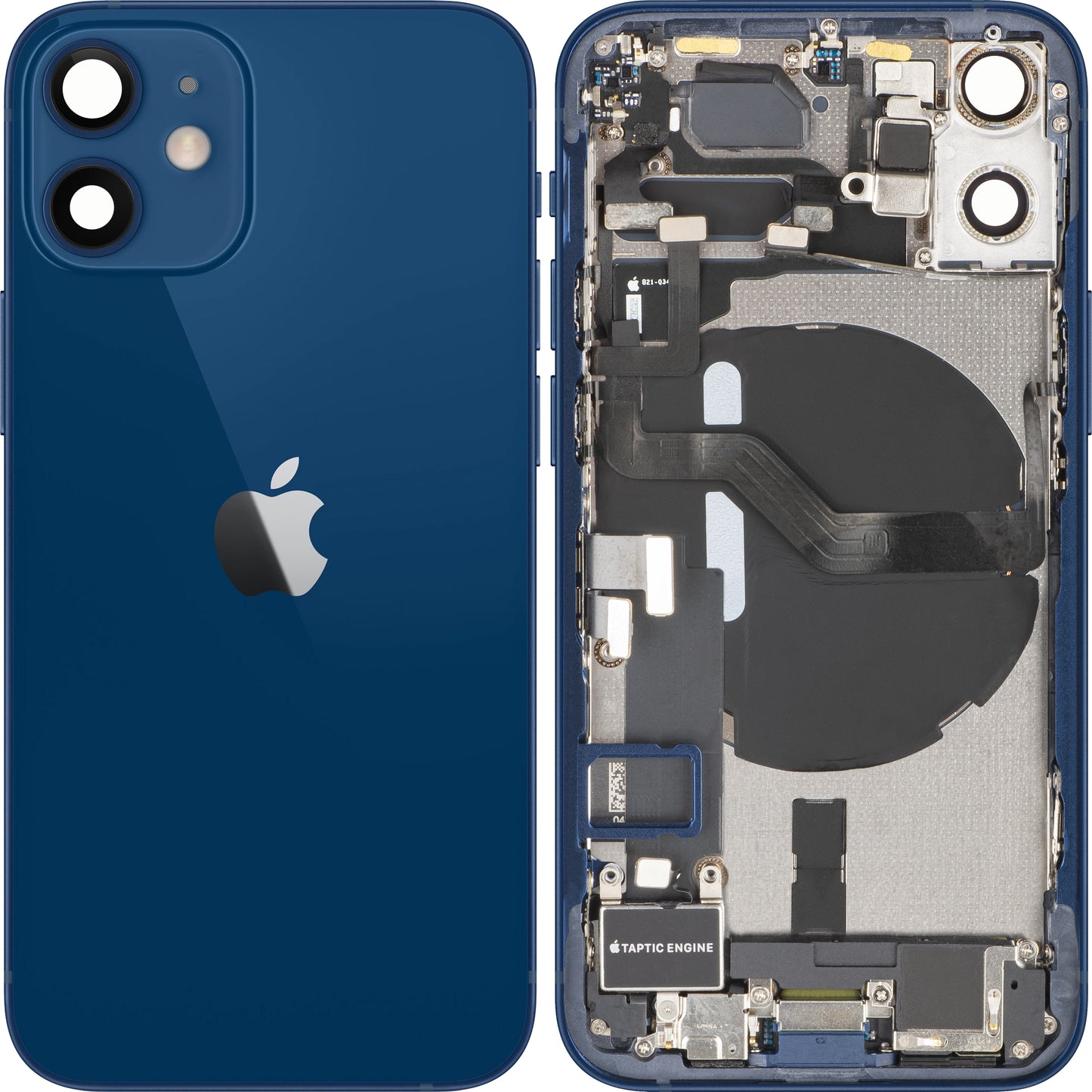 Apple iPhone 12 mini akkumulátor fedél, középházzal, teljes alkatrészekkel, kék, Swap