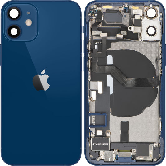 Apple iPhone 12 mini akkumulátor fedél, középházzal, teljes alkatrészekkel, kék, Swap