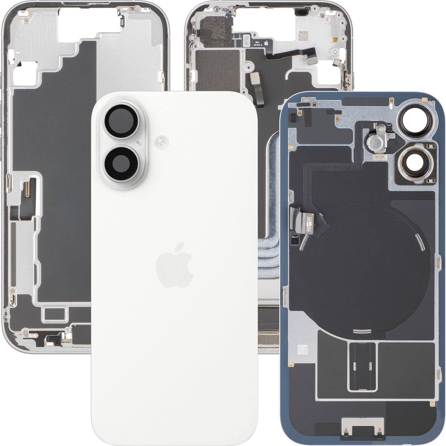 Apple iPhone 17 akkumulátor fedél, középházzal, teljes alkatrészekkel, fehér, csere