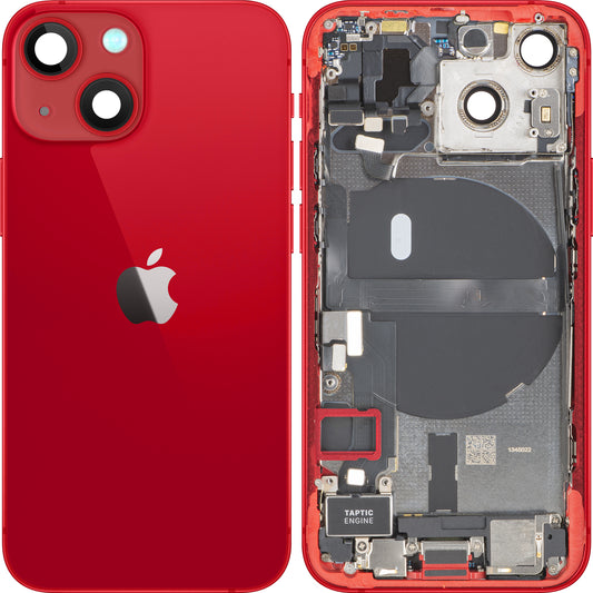 Apple iPhone 13 mini akkumulátor fedél, középházzal, teljes alkatrészekkel, piros, Swap