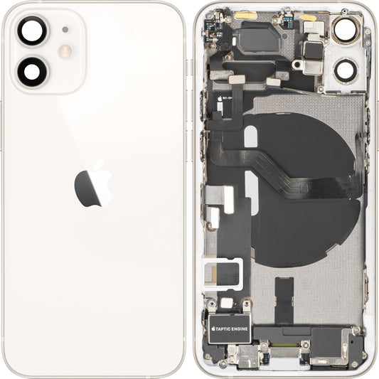 Apple iPhone 12 mini akkufedél, középső házzal, teljes alkatrészek, fehér, csere