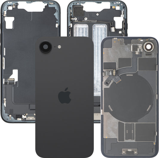 Apple iPhone 17e akkufedél, középső házzal, teljes alkatrészek, fekete, prémium csere