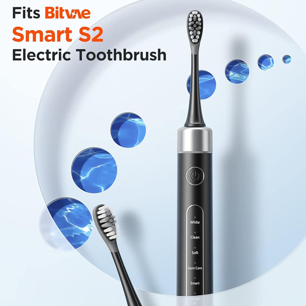 Gum Care pótfej Bitvae S2 / S3 elektromos fogkeféhez, 4 darabos készlet, fekete