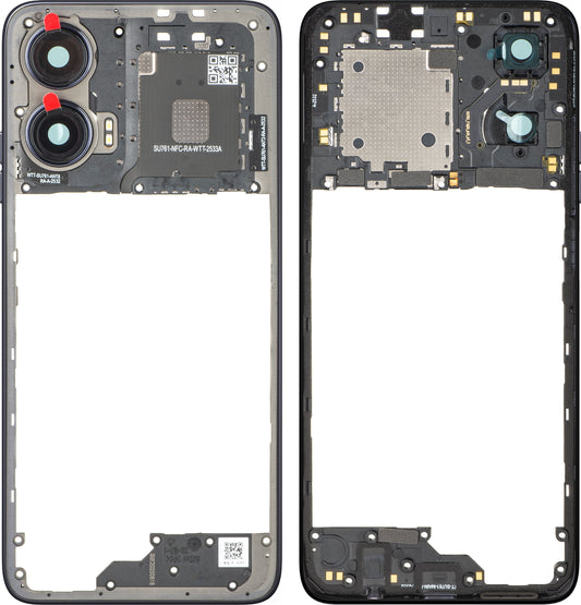 Motorola Moto G35 Középső Ház, Fekete (Midnight Black), Szervizcsomag 5S58C28877
