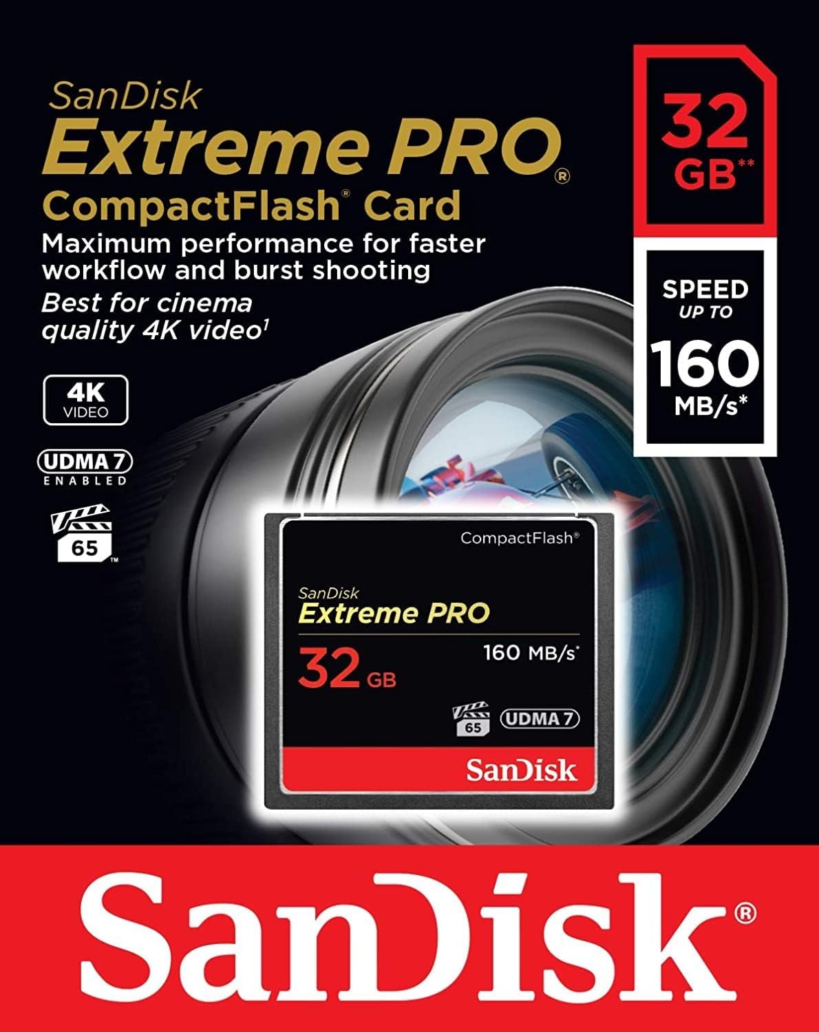 SanDisk Extreme Pro CompactFlash memóriakártya, 32GB, UDMA 7 SDCFXPS-032G-X46