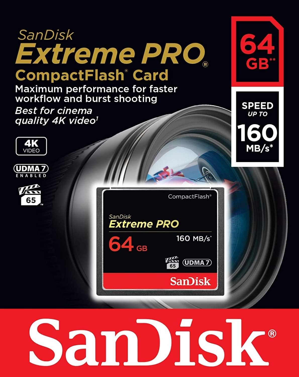 SanDisk Extreme Pro CompactFlash memóriakártya, 64Gb, UDMA 7 SDCFXPS-064G-X46