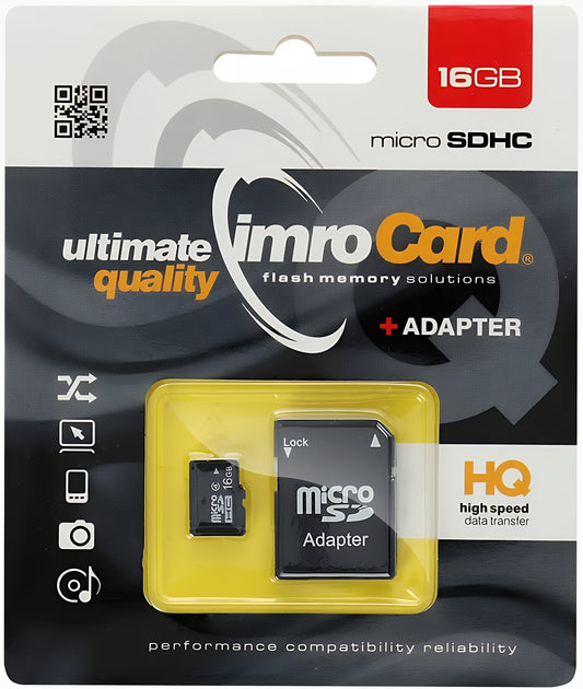 Imro microSDHC memóriakártya, 16Gb, 4. osztály, adapterrel