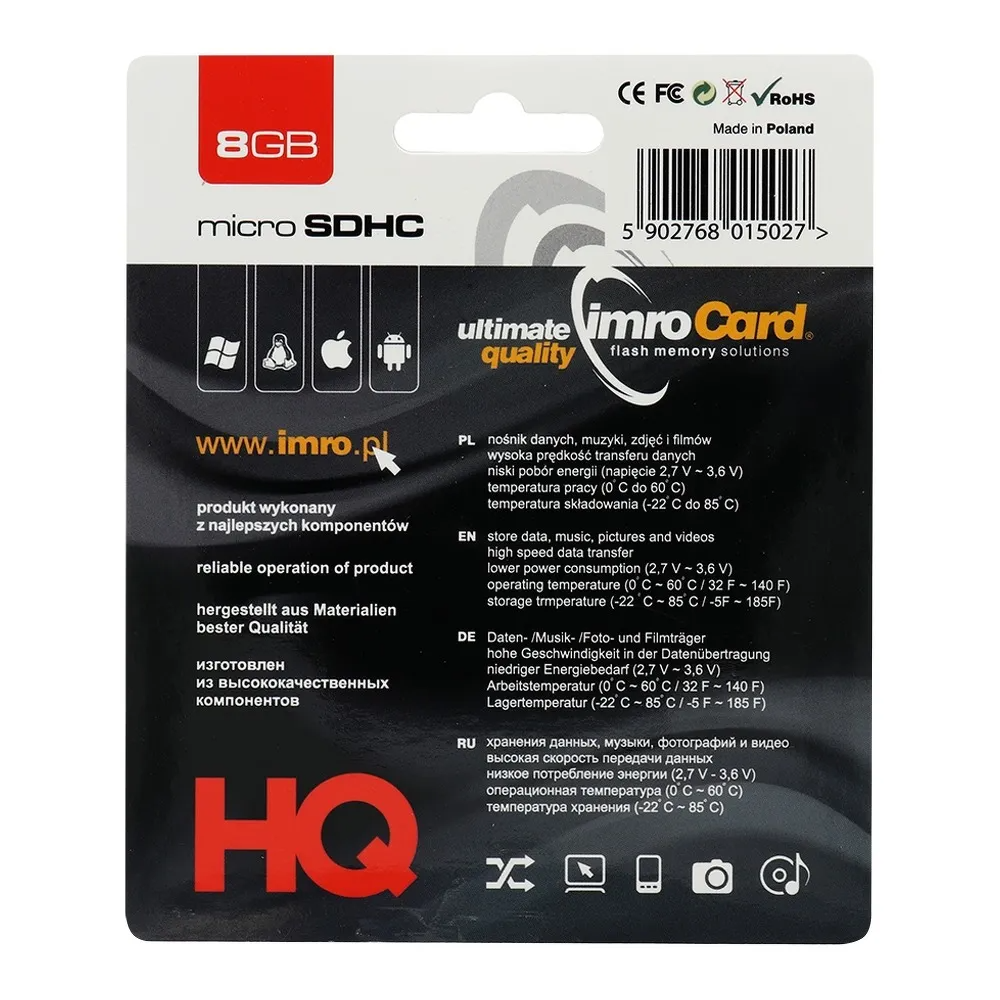 Imro microSDHC memóriakártya, 8Gb, 4-es osztály