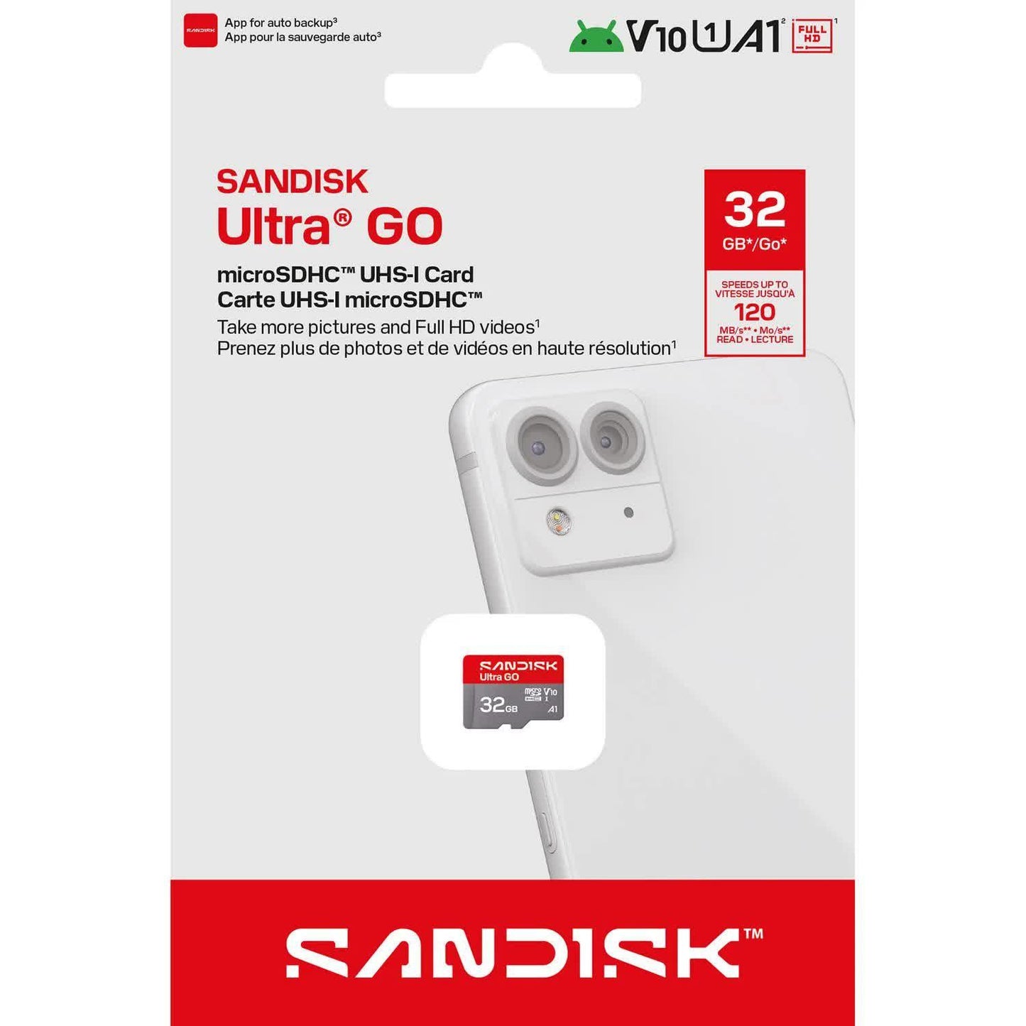 SanDisk Ultra GO Android A1 microSDHC memóriakártya, 32GB, 10-es osztály / UHS-1 U1 SDSQUGN-032G-GN6MN