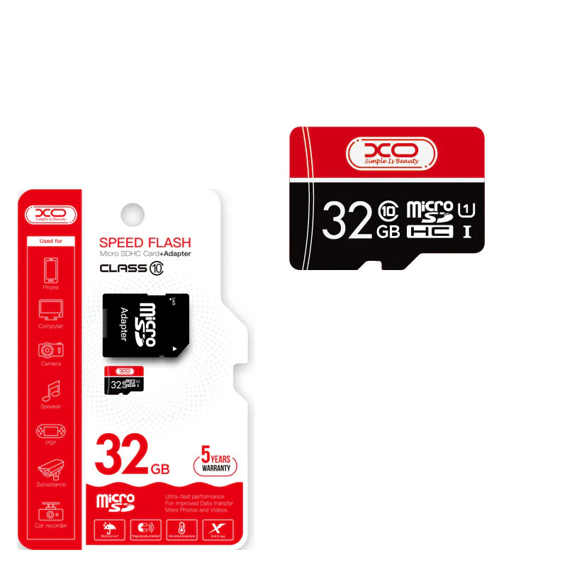 microSDHC Memory Card XO Design Speed Flash, 32GB, Class 10 / UHS-1 U3, With Adapter