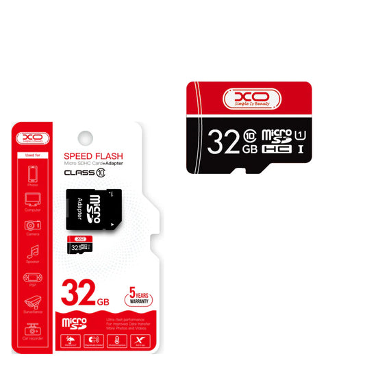 XO Design Speed Flash microSDHC memóriakártya, 32GB, Class 10 / UHS-1 U3, adapterrel