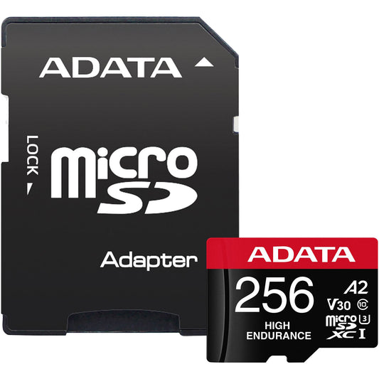 Adata High Endurance microSDXC memóriakártya, 256Gb, 10. osztály / UHS-1 U3, adapterrel AUSDX256GUI3V30SHA2-RA1