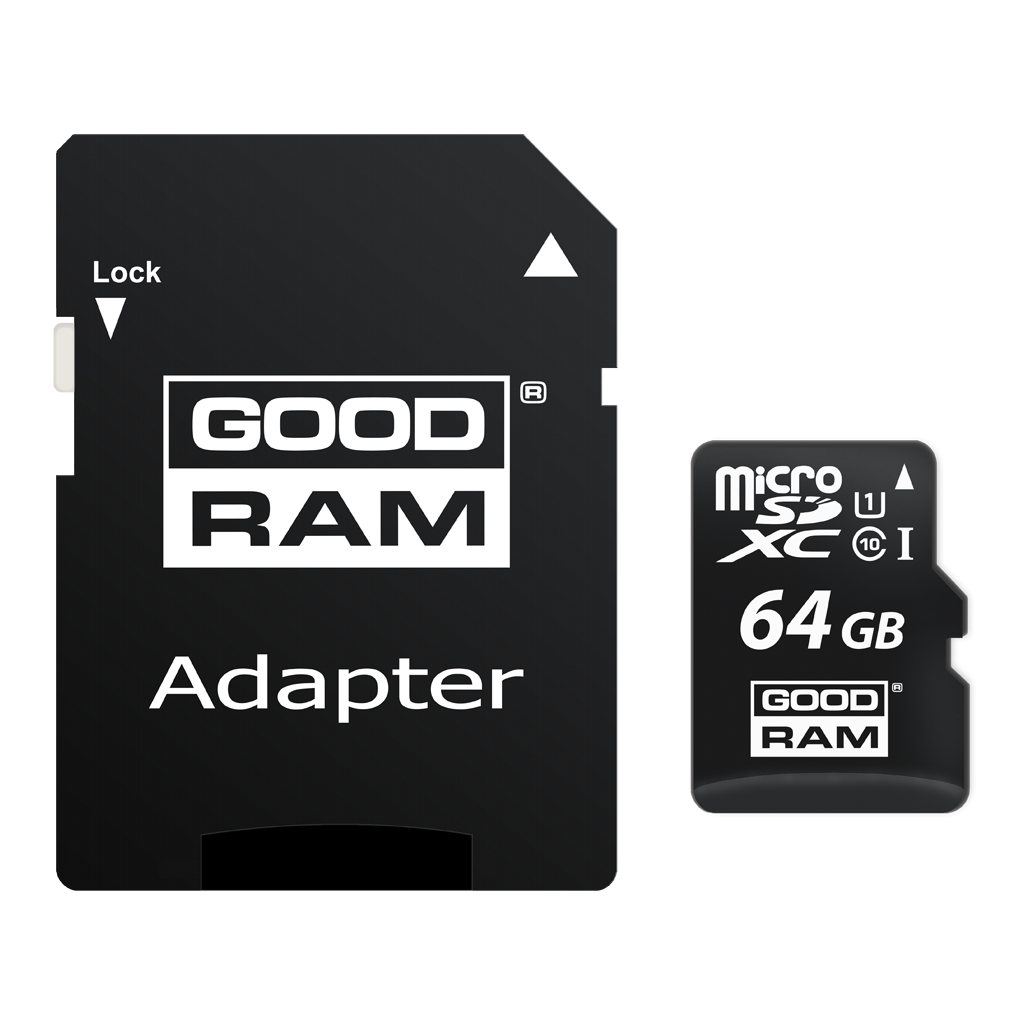GoodRam microSDXC memóriakártya, 64GB, Class 10 / UHS-1 U1, adapterrel M1AA-0640R12