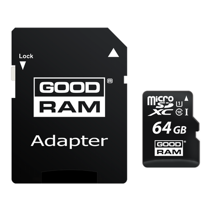GoodRam microSDXC memóriakártya, 64GB, Class 10 / UHS-1 U1, adapterrel M1AA-0640R12
