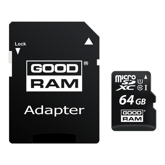 GoodRam microSDXC memóriakártya, 64GB, Class 10 / UHS-1 U1, adapterrel M1AA-0640R12