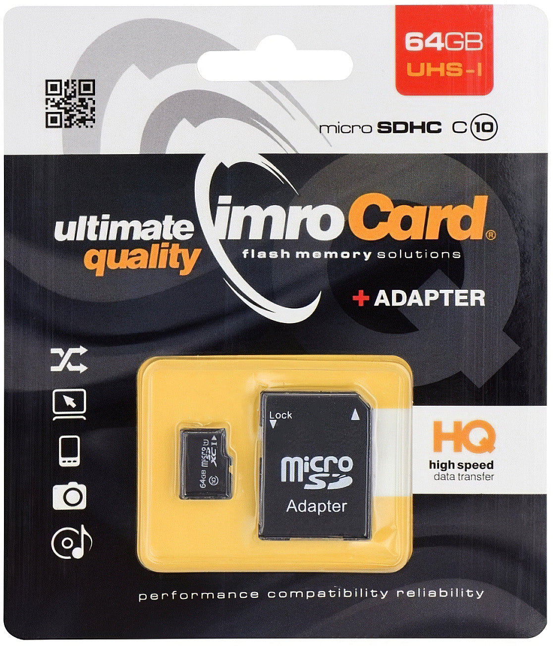 Imro microSDXC Memory Card, 64GB, Class 10 / UHS-1 U1, With Adapter