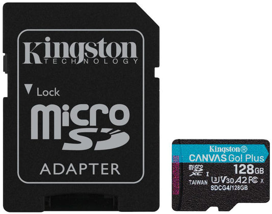 Kingston Canvas Go Plus Android A2 microSDXC memóriakártya, 128Gb, 10. osztály / UHS-1 U3, adapterrel SDCG4/128GB