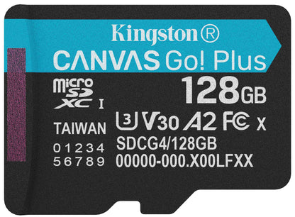 Kingston Canvas Go Plus Android A2 microSDXC memóriakártya, 128Gb, 10. osztály / UHS-1 U3 SDCG4/128GBSP