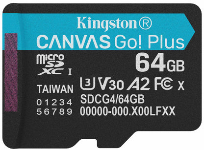 Kingston Canvas Go Plus Android A2 microSDXC memóriakártya, 64GB, 10. osztály / UHS-1 U3 SDCG4/64GBSP