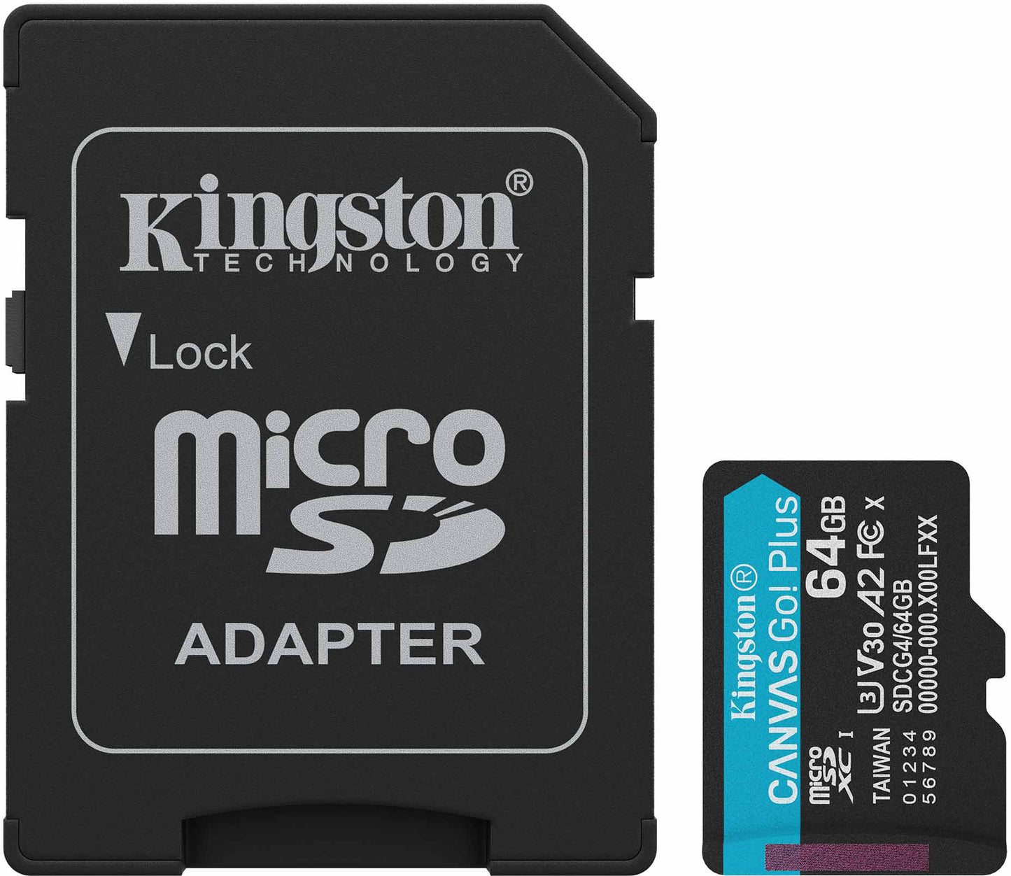 Kingston Canvas Go Plus Android A2 microSDXC memóriakártya, 64Gb, 10. osztály / UHS-1 U3, SDCG4/64GB adapterrel
