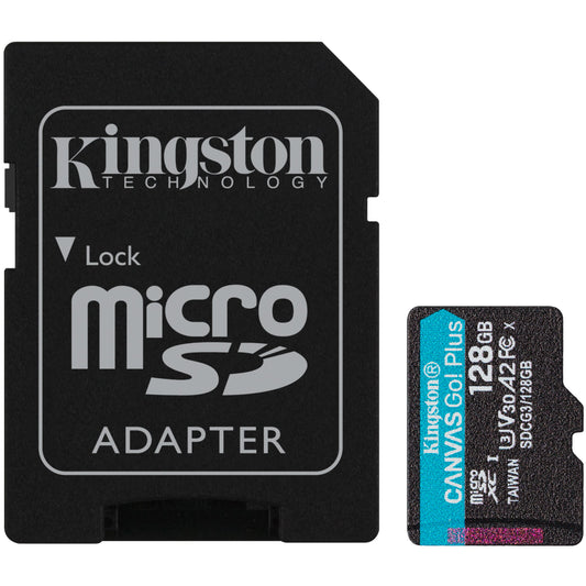 Memóriakártya microSDXC Kingston Canvas Go Plus, 128Gb, Class 10 / UHS-1 U3, Adapterrel SDCG3/128GB