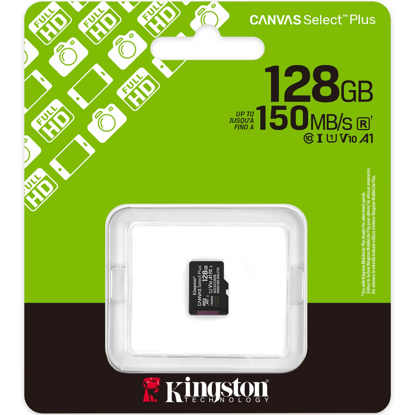 Kingston Canvas Select Plus Android A1 microSDXC memóriakártya, 128GB, 10. osztály / UHS-1 U1 SDCS3/128GBSP