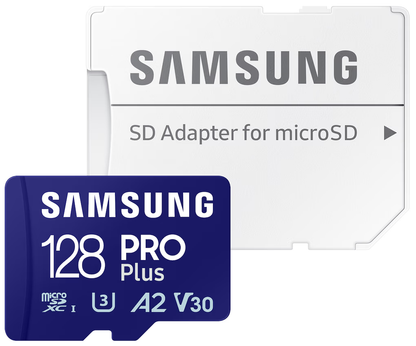 Samsung PRO Plus microSDXC memóriakártya, 128Gb, 10. osztály / UHS-1 U3, adapterrel MB-MD128SA/EU