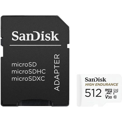 SanDisk High Endurance microSDXC memóriakártya, 512Gb, 10. osztály / UHS-1 U3, adapterrel SDSQQNR-512G-GN6IA