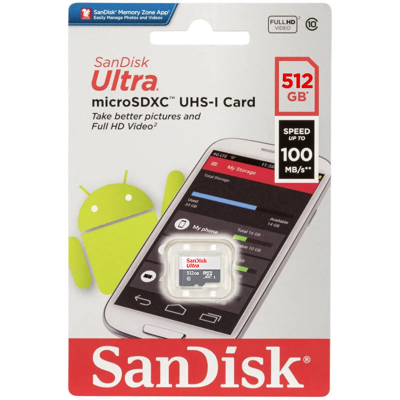 SanDisk Ultra microSDXC memóriakártya, 512Gb, 10-es osztály SDSQUNR-512G-GN3MN