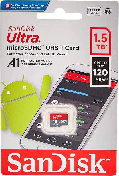 SanDisk Ultra Android A1 microSDXC memóriakártya, 1.5TB, 10. osztály / UHS-1 U1 SDSQUAC-1T50-GN6MN