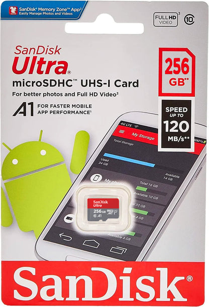 SanDisk Ultra Android A1 microSDXC memóriakártya, 256Gb, 10. osztály / UHS-1 U1 SDSQUAC-256G-GN6MN
