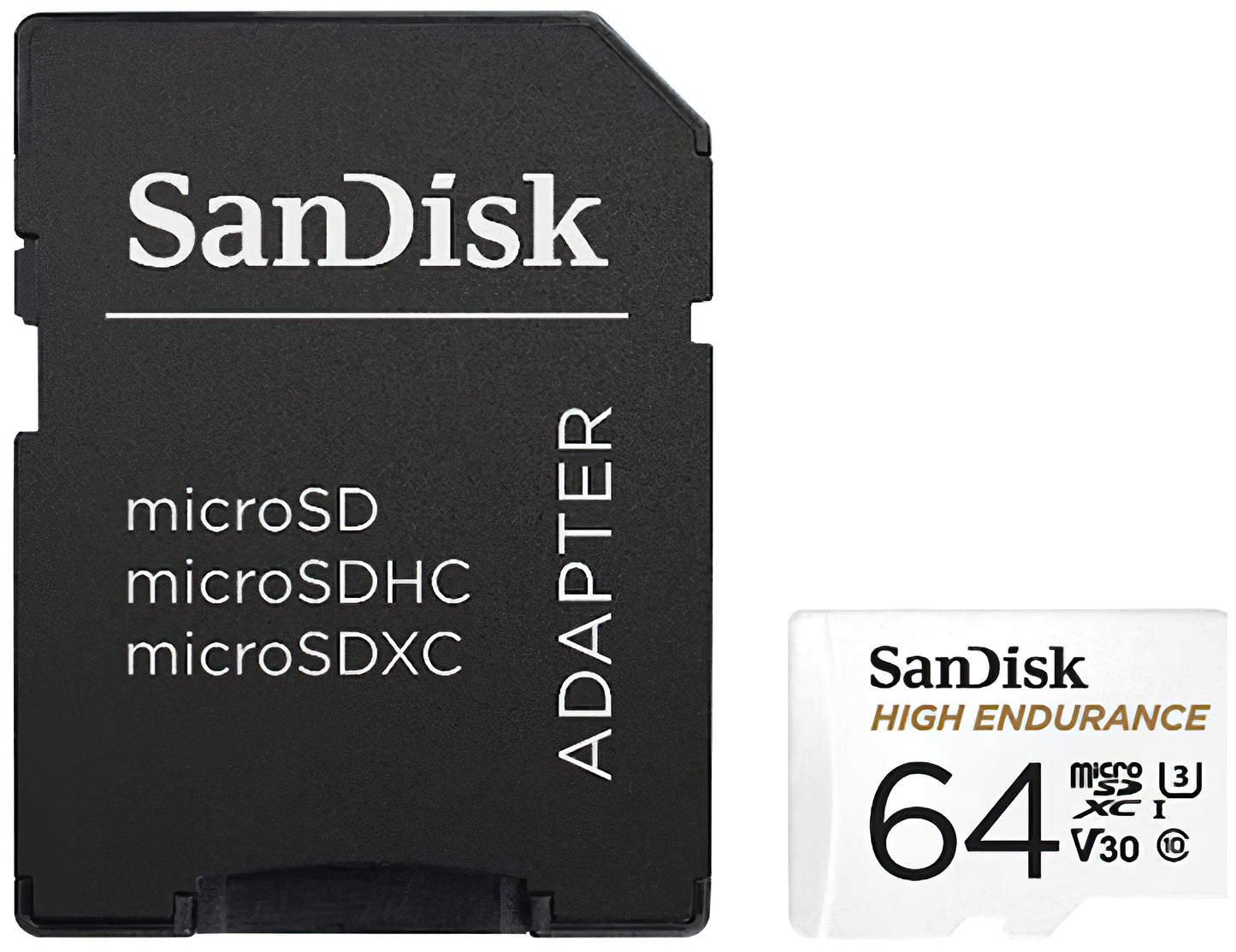 SanDisk High Endurance microSDXC memóriakártya, 64Gb, 10. osztály / UHS-1 U3, adapterrel SDSQQNR-064G-GN6IA