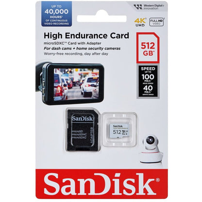 SanDisk High Endurance microSDXC memóriakártya, 512Gb, 10. osztály / UHS-1 U3, adapterrel SDSQQNR-512G-GN6IA