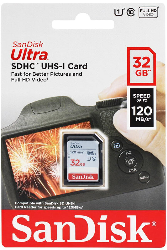 SanDisk Ultra SDHC Memory Card, 32Gb, Class 10 / UHS-1 U1 SDSDUN4-032G-GN6IN