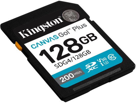 Kingston Canvas Go Plus SDXC memóriakártya, 128GB, 10-es osztály / UHS-1 U3 SDG4/128GB