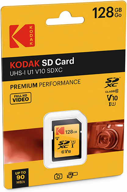 Kodak Premium Performance SDXC memóriakártya, 128GB, Class 10 / UHS-1 U1 EKMSD128GXC10K