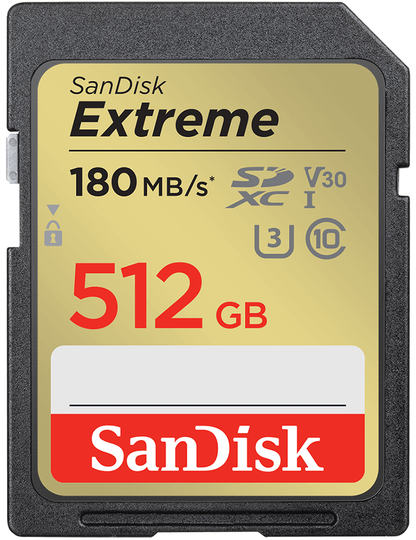 SanDisk Extreme SDXC Memóriakártya, 512GB, 10-es osztály / UHS-1 U3 SDSDXVV-512G-GNCIN